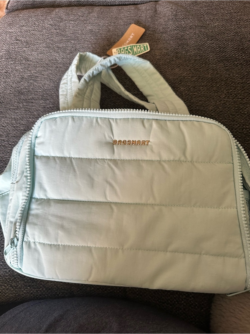 Bagsmart Women's Quilted Sage Green Puffer Cosmetic Bag